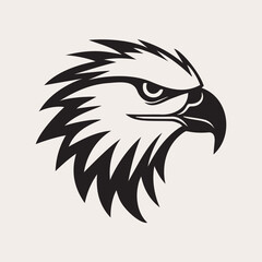 Eagle head one color vector logo, emblem or icon. Tattoo art style.