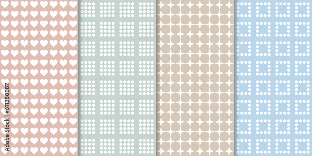 Wall mural set of minimal geometric texture seamless patterns. repeating simple geometrical shapes backgrounds.