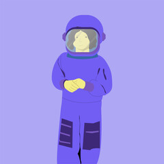 Extravehicular Mobility Unit flat art design character of women's space concept. Vector illustration