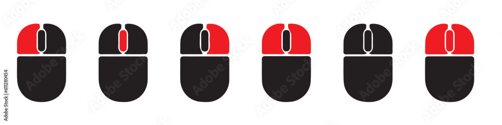Wall mural set of computer mouse vector icons. black pc mouse with wheel. vector 10 eps.