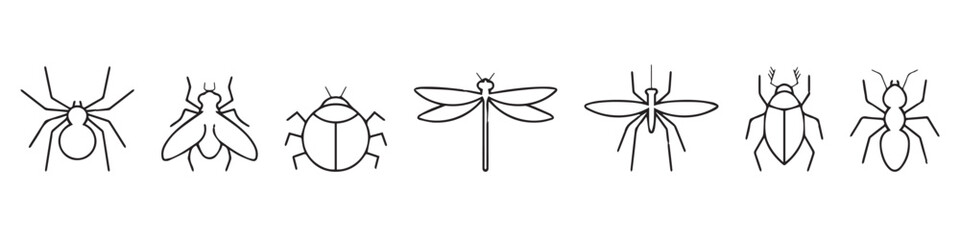 Pests and various insects set vector icons.EPS 10