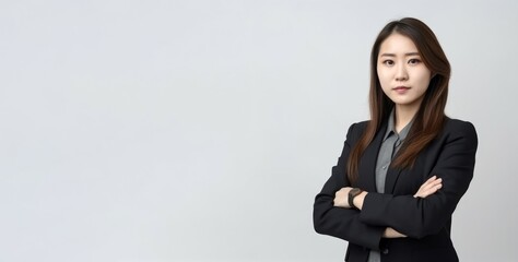 Businesswoman gloomy banner. Generate Ai