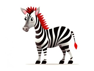 Zebra in Cartoon Style on white background - generative AI