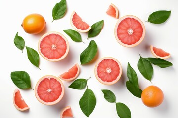 Naklejka premium Grapefruits green leaves. Generate Ai