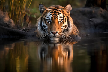 Fototapeta na wymiar Tiger roar in the forest