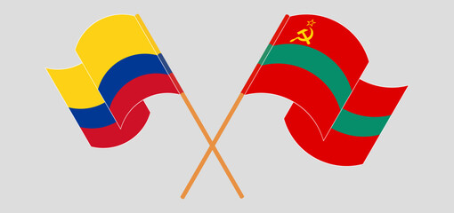 Crossed and waving flags of Colombia and Transnistria