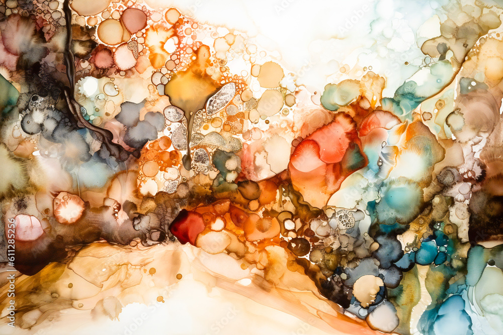 Poster abstract decorative water color or acrylic diffusion. created with generative ai technology.