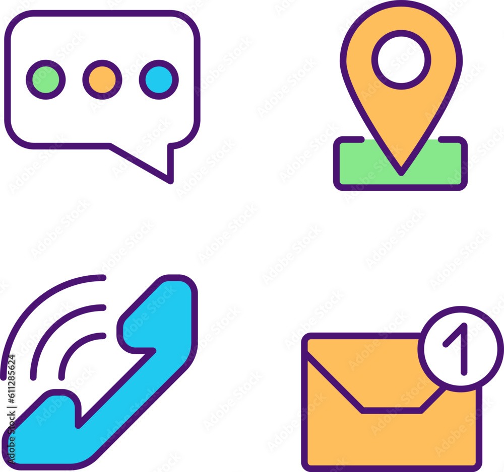 Poster communication channels pixel perfect rgb color icons set. customer service. business development. is