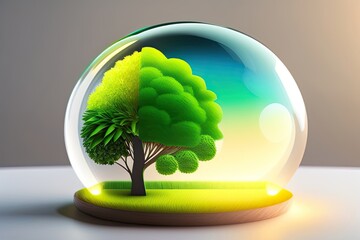 Light Bulb with Green Eco Design Generative AI
