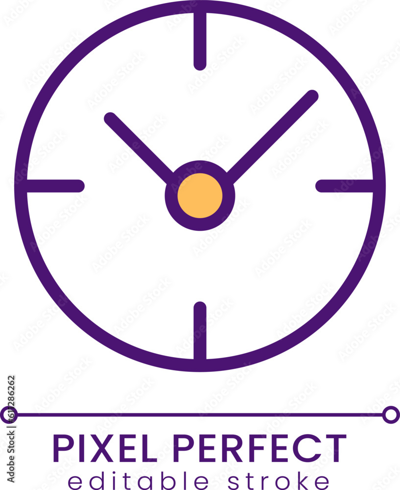 Poster clock pixel perfect rgb color icon. time management. business project deadline. checking time. isola
