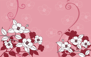 pink flower hibiscus flower love romantic pattern vector background wallpaper banner decor