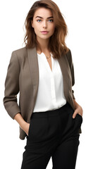 Smart corporate business woman, office portrait, female executive, png transparent background cut out, AI Generative