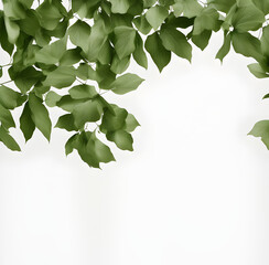 Green Leaves border, place for text, generative ai