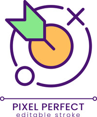 Aim pixel perfect RGB color icon. Business goals and targets. Corporate achievements. Success. Isolated vector illustration. Simple filled line drawing. Editable stroke. Poppins font used