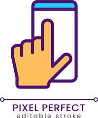 Mobile phone using pixel perfect RGB color icon. Communication technology. Application interface. Isolated vector illustration. Simple filled line drawing. Editable stroke. Poppins font used