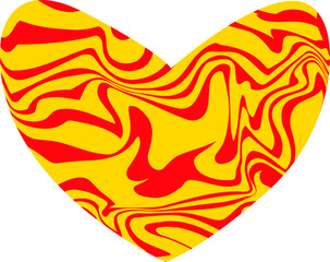 Colorful vector heart isolated. Abstract decor fire heart. Orange and yellow love symbol