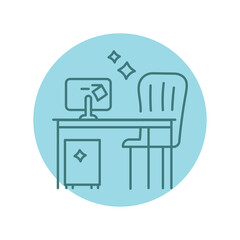 Commercial cleaning black line icon.