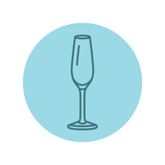 Champagne black line icon. Dishware