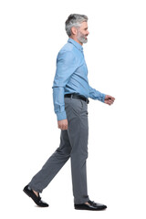 Naklejka premium Mature businessman in stylish clothes posing on white background