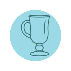 Glass for irish coffee black line icon. Dishware