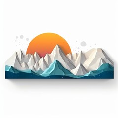 mountains and sun, paper style Generative AI