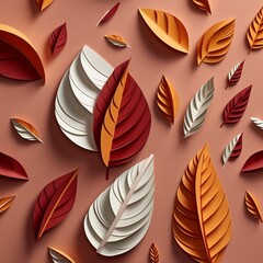 autumn leaves background, paper style Generative AI