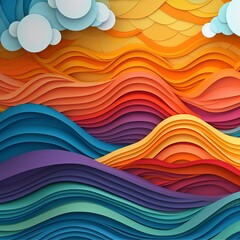 rainbow background, paper style Generative AI