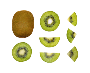 set of kiwi fruit slices isolated