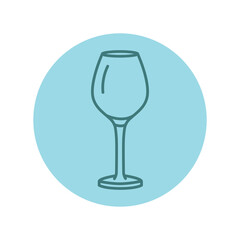 Glass for white wine black line icon. Dishware