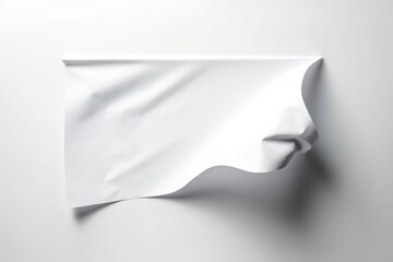 White empty curled paper banner on white background Generative AI