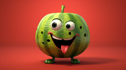 Smiling Watermelon Cartoon Style