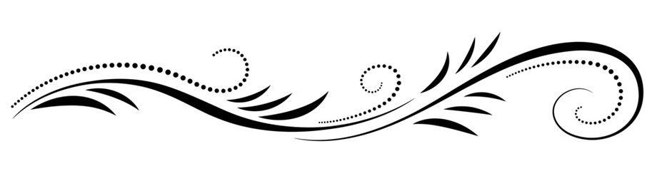 Obraz premium Floral ornament with leaves and abstract lines. Graceful element for decor and greeting or invitation card design