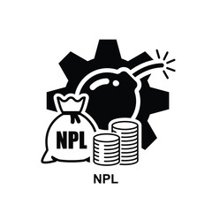 NPL icon. NPL debt icon. Non performing loan isolated on background vector illustration.