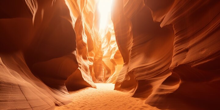 Beautiful futuristic banner with dark orange, maroon and pastel orange color. Antelope Canyon im Navajo Reservation bei Page, Arizona USA. Artwork and travel concept.