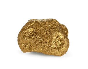 One beautiful gold nugget on white background