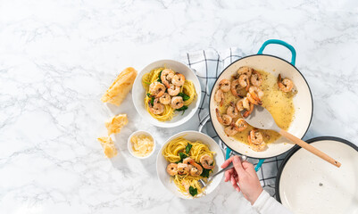 Garlic Shrimp Pasta with Spinach