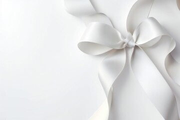 White bow ribbon on white background Generative AI