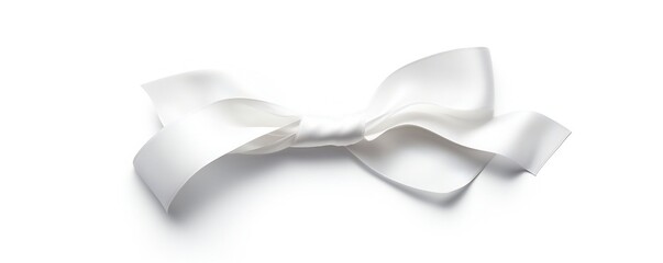 White bow ribbon on white background Generative AI