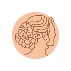 Wedding hairstyle black line icon. The Morning of the bride.