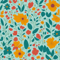 all seasons flower seamless pattern generated using ai