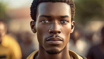 portrait Black man people at street, Generative Ai