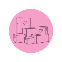 Donation boxes black line icon. Pictogram for web page