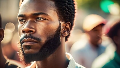 portrait Black man people at street, Generative Ai