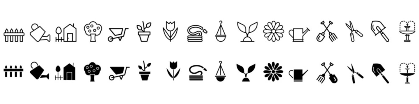 Garden icon vector set. farm illustration sign collection. vegetable garden symbol. 