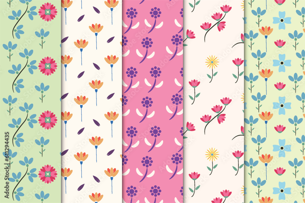 Poster minimal pattern vector with flowers and leaves. seamless flower pattern design for fabric prints, wa