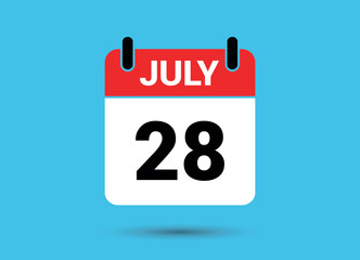 July 28 Calendar Date Flat Icon Day 28 Vector Illustration