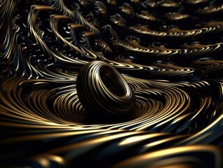 Abstract geometric composition liquid gold  Created with Generative AI technology
