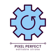 Update blue pixel perfect RGB color icon. Settings adjustment. Application version. System improvement. Isolated vector illustration. Simple filled line drawing. Editable stroke. Poppins font used