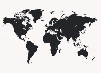 Minimalist World Map. Black and white colors. Simple background art