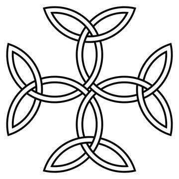 Karolingisches Kreuz in Schwarz. Isolierter Hintergrund.
Abstrakte mittelalterliche Illustration eines keltischen Symbols.
Keltisches Symbol das Einheit, Gleichgewicht und Gott symbolisiert.